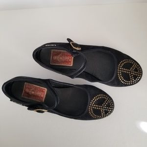 Lucky Brand LK-Cary 1 black suede flats sz 5.5